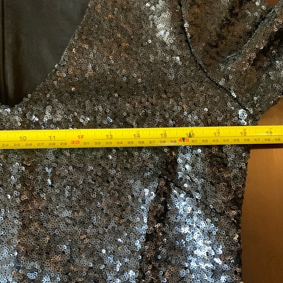 Monsoon Sequins Ombré Navy Blue V-Neck Long Sleeve Midi Cocktail Dress, Size M - Picture 15 of 17